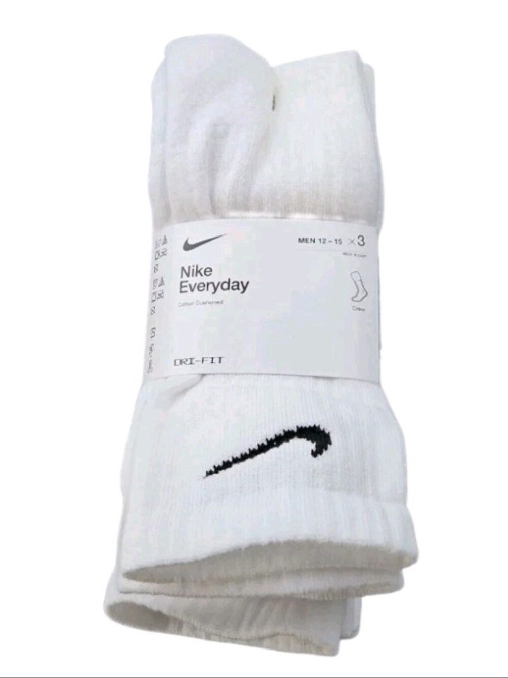 Nike Everyday Cotton Cushioned Socks Size Men's 12-15  3 Pairs Size XL